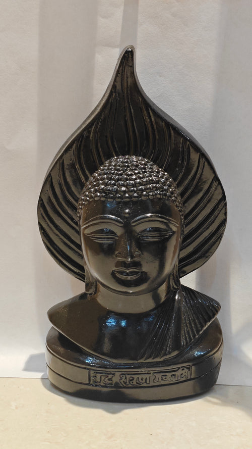 Buddha Art Dark Black Handmade Buddha Head Idol | Peaceful Home & Office Decor.