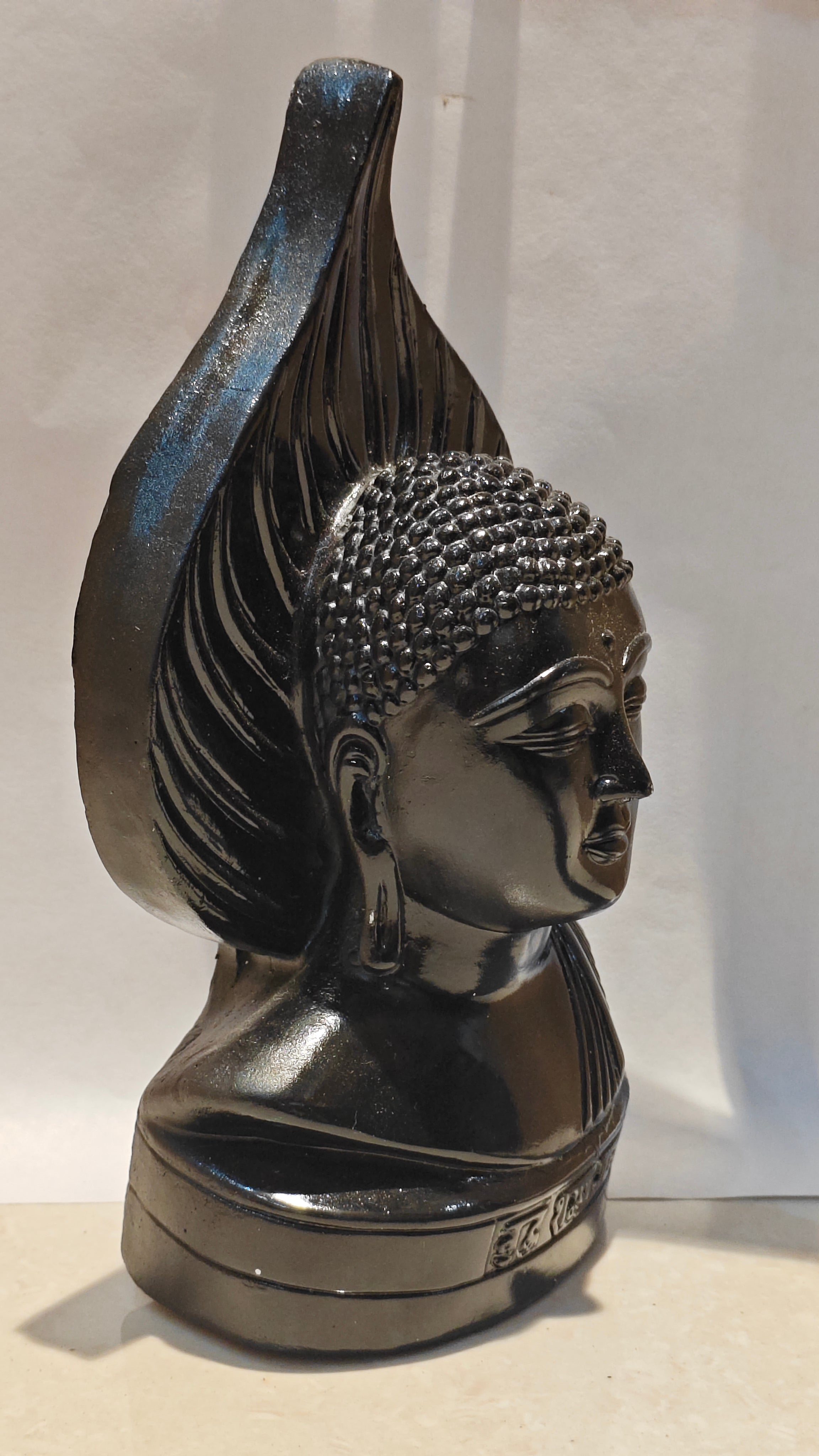 Buddha Art Dark Black Handmade Buddha Head Idol | Peaceful Home & Office Decor.