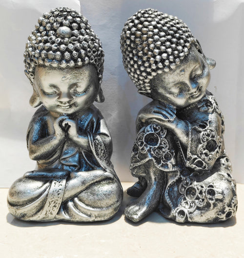 Silver Buddha Monk Set – Male & Female (Pair)